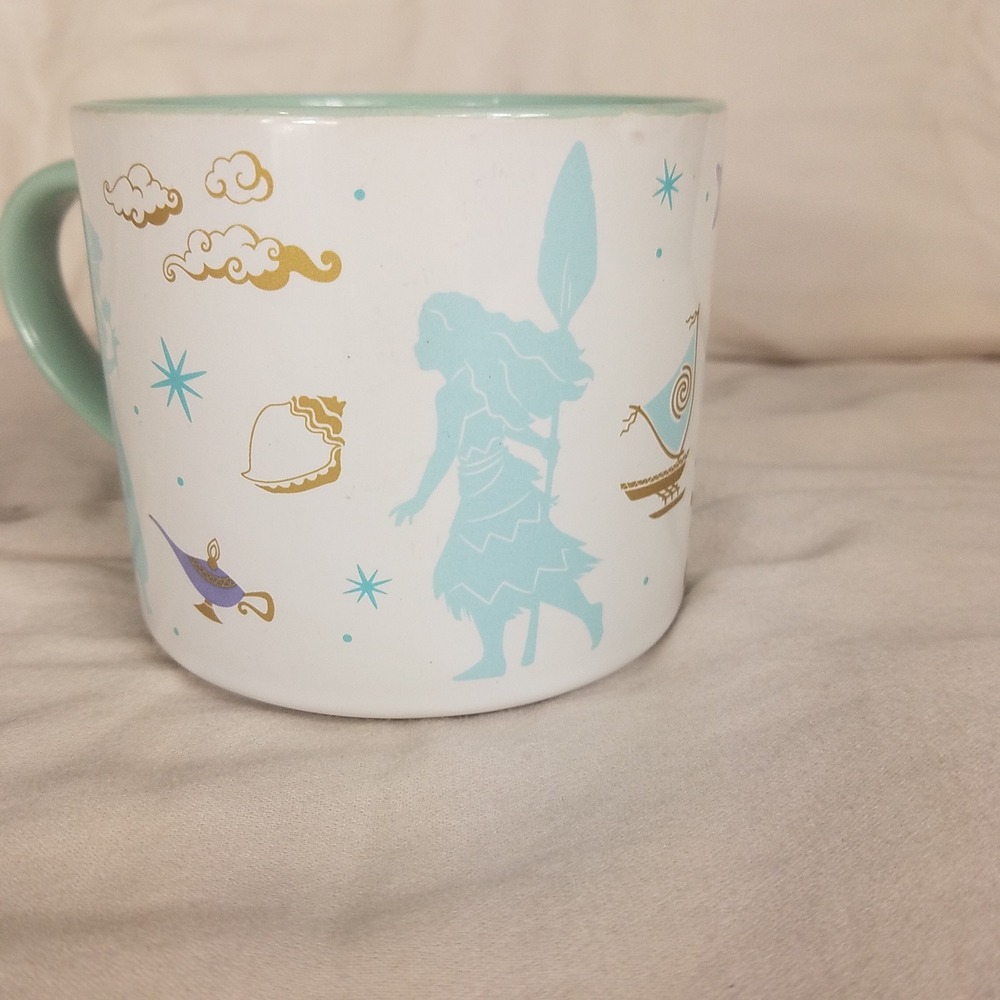 Zak Disney Princess Coffee Mug Unisex OS White New Silhouette Gold Teal - Picture 3 of 6